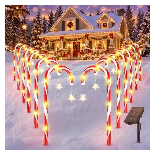 12 Solar Candy Cane Lights