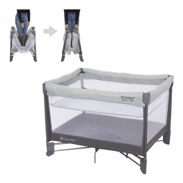 Baby Trend Comet Quick-Fold Playard with Bassinet, Desert Grey