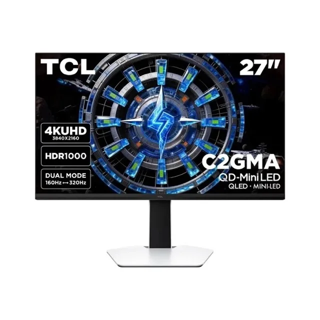 TCL 27” C2GMA Series QD-Mini LED 4K UHD HDR Gaming Monitor (New 2026) - Halo Control, Dual Mode, LD1196 Dimming, HDR1000, 1ms, AMD Freesync Premium - 27C2GMA