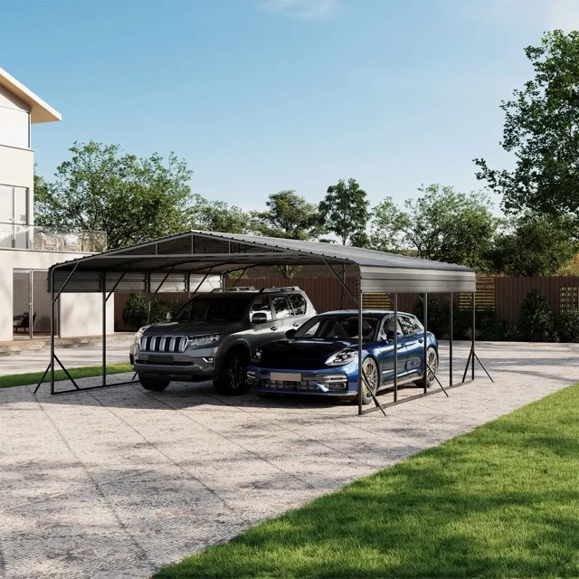 VENTOPYR 19' x 20' Metal Carport, Black Frame